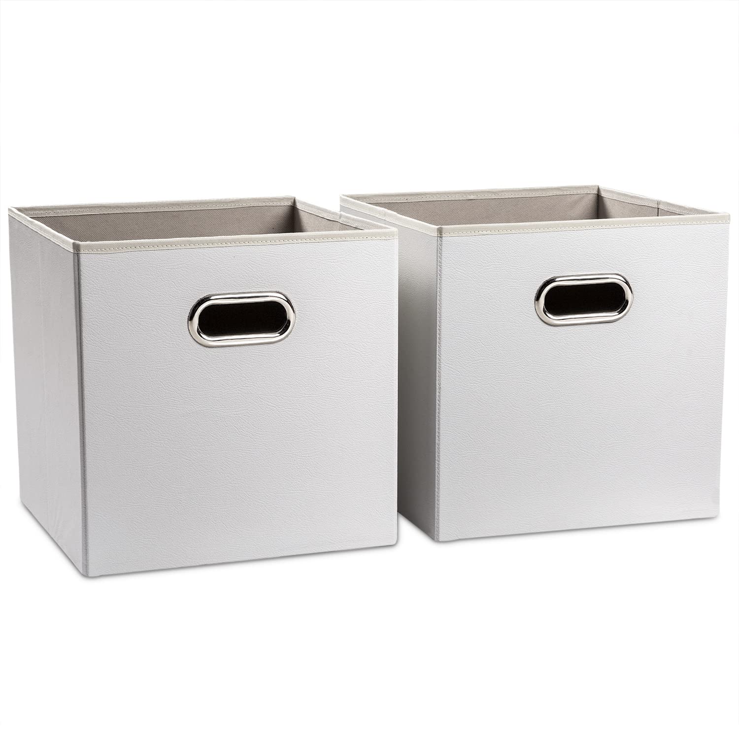 Amazon.com - PRANDOM Leather Foldable Cube Storage Bins 13x13 inch